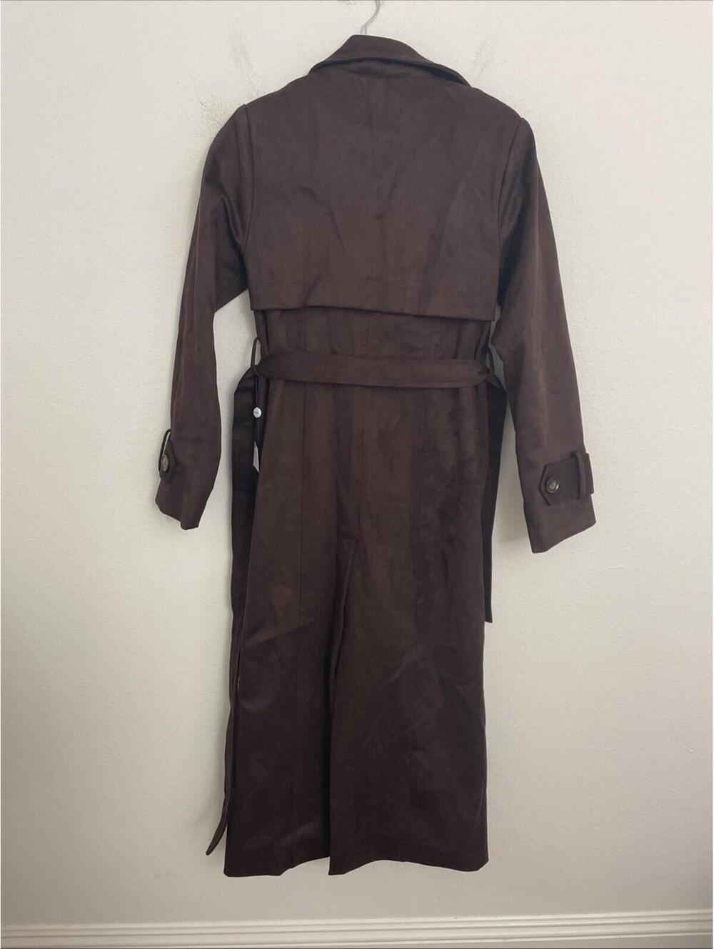 SNDYS Sutton Faux Suede Trench Coat brown size XS NWT $188msrp - Picture 9 of 10